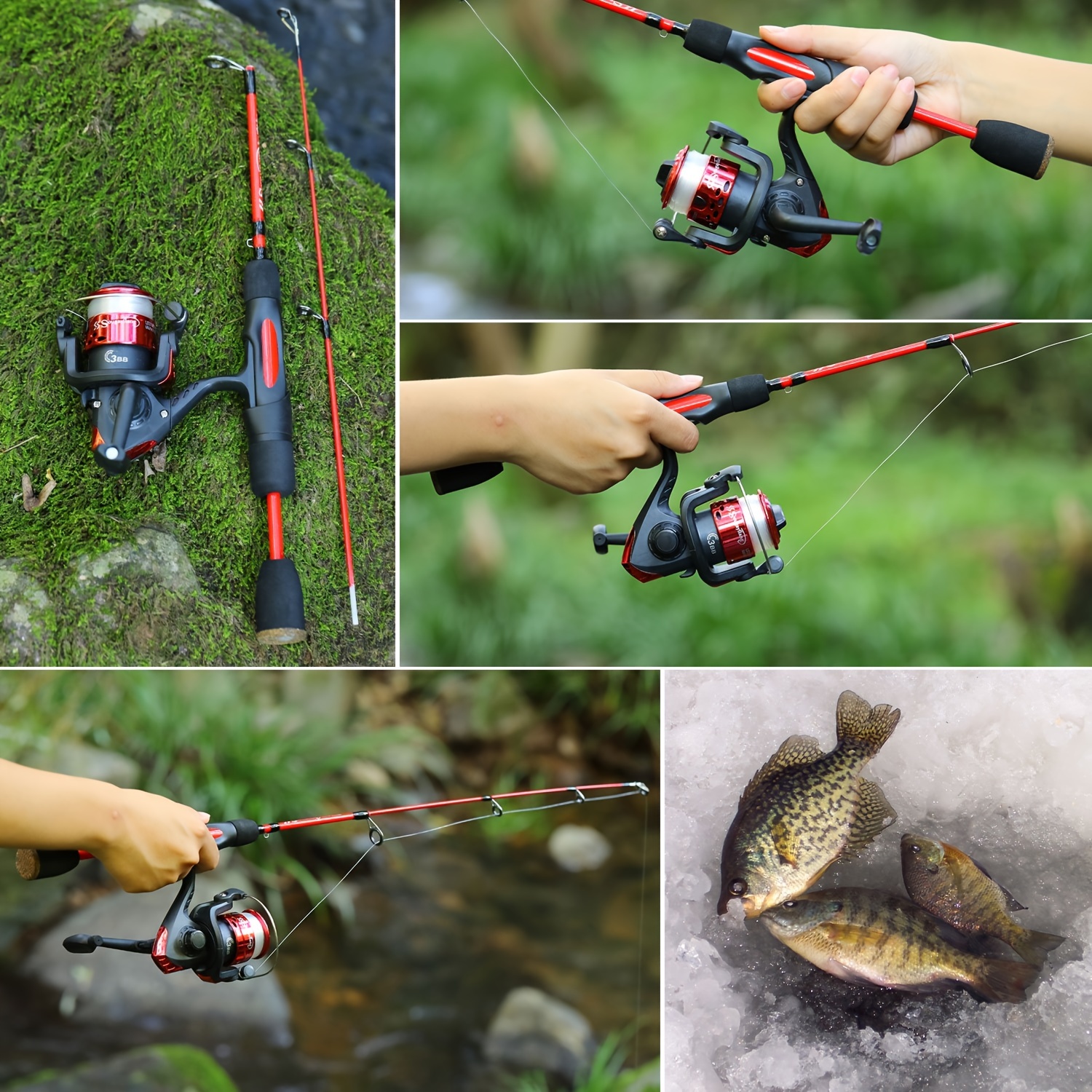 Sougayilang Ice Fishing Rod and Reel Combo Retractable Spinning Pole with  Lures for Winter Fishing 