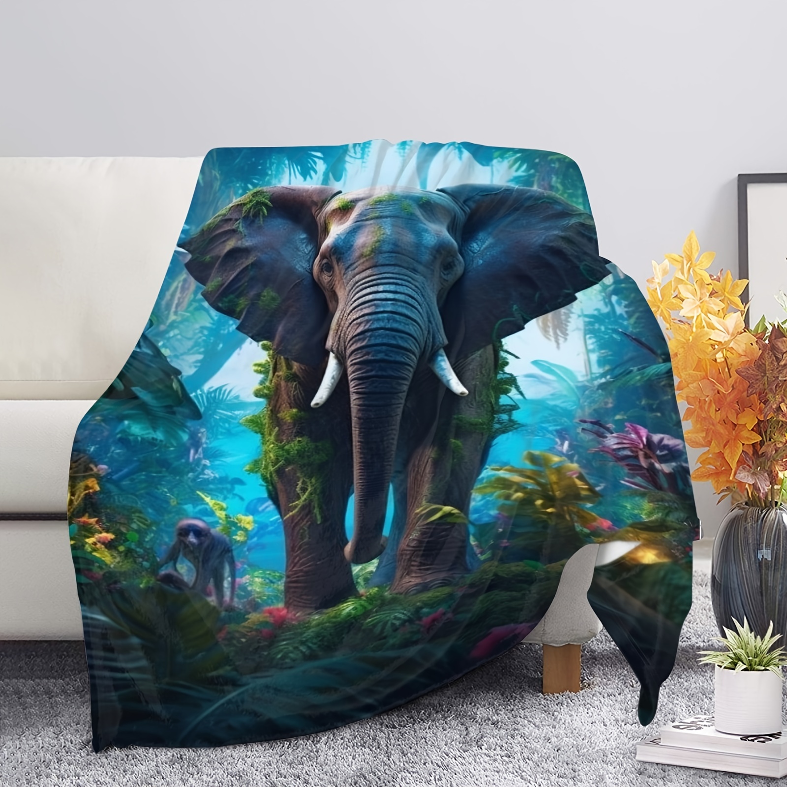 Elephant Blanket Flannel Soft Throw Blanket Elephant Gifts for Women Unique  Elephant Lovers Gifts 50×60 Inches 