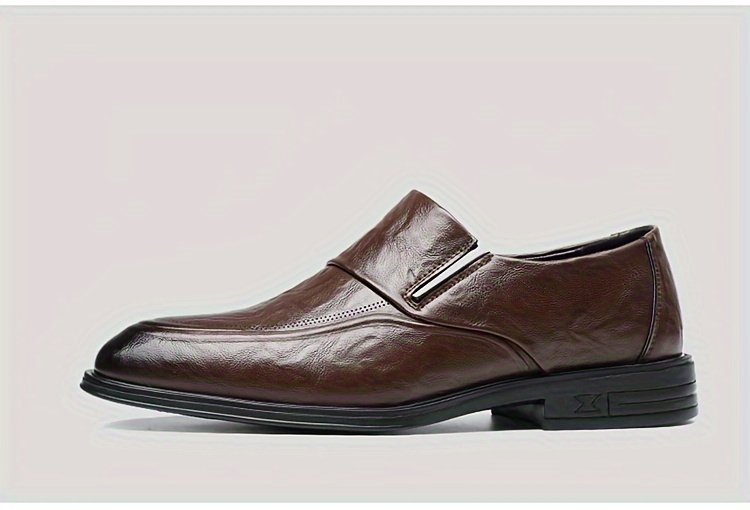 zapatos de vestir de cuero sintético auténtico para hombre, zapatos formales de  , zapatos casuales para caminar, zapatos sin cordones para hombre. Detalles del producto 2
