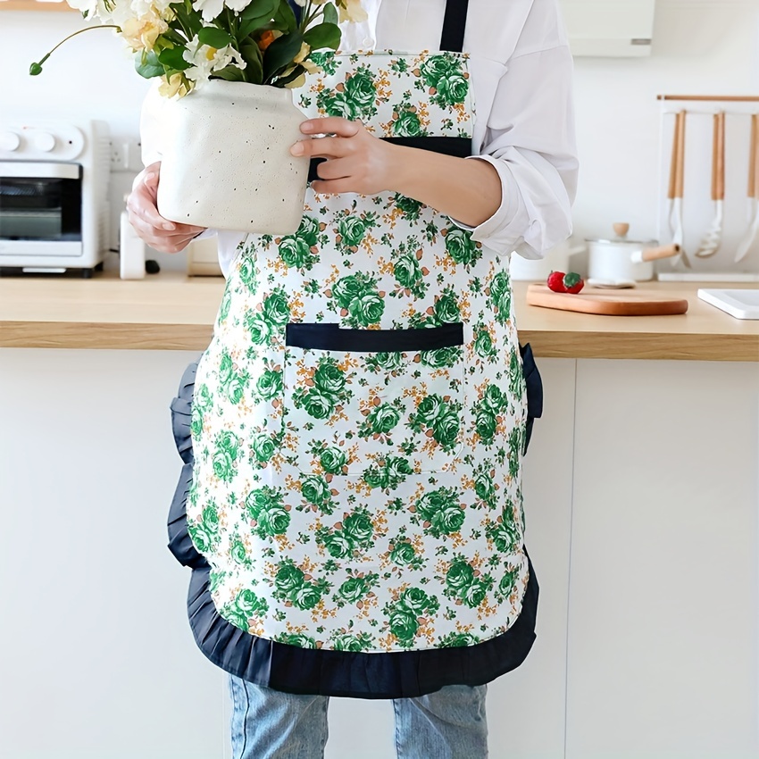 Polyester Apron Cute Flower Kitchen Household Oil proof - Temu