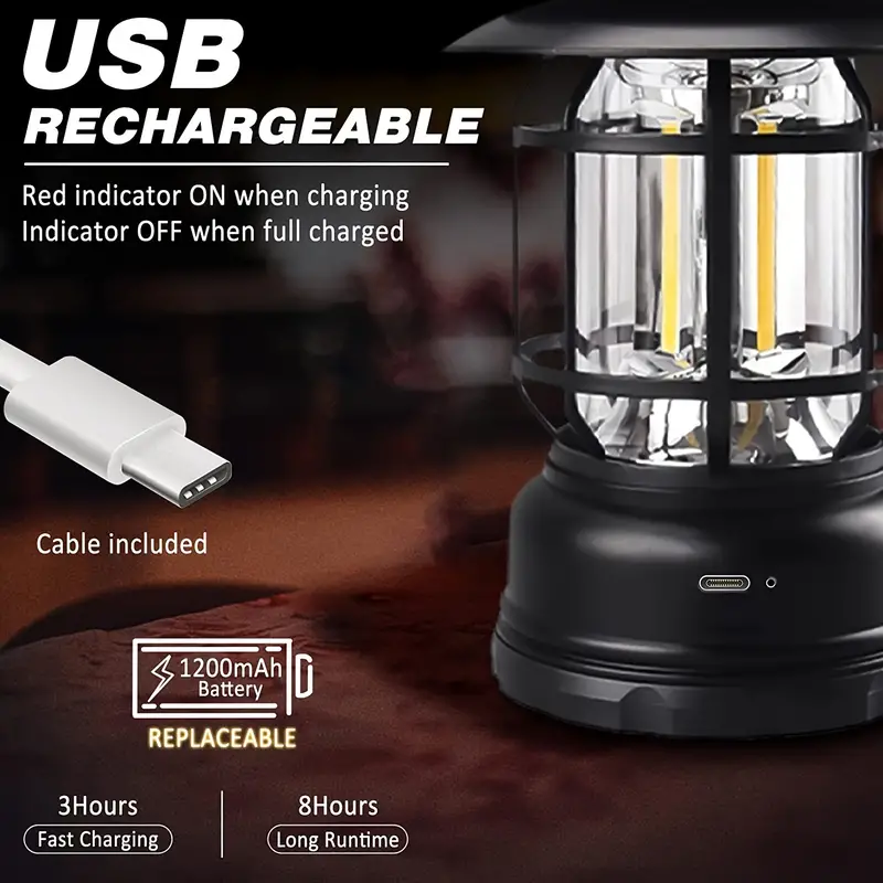 Rechargeable Camping Lantern Stepless Dimming Portable Waterproof
