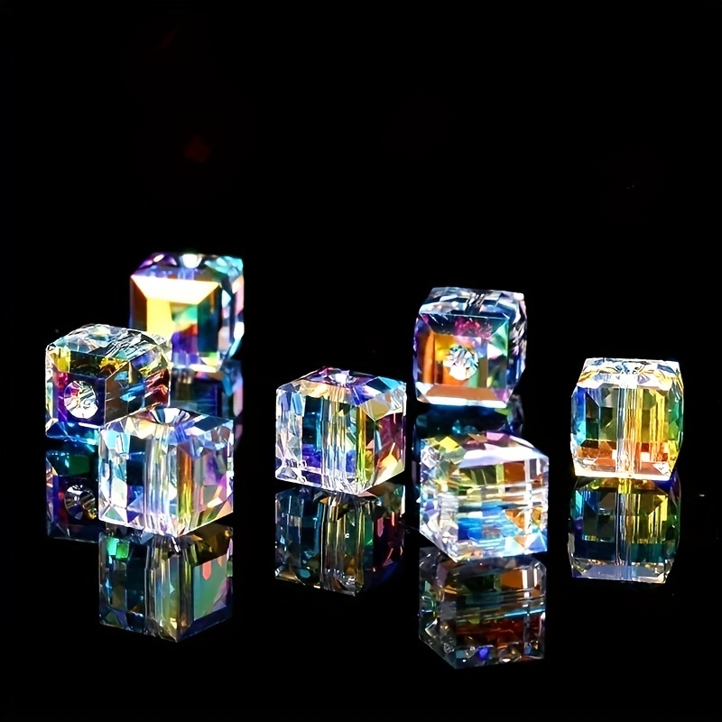 

50pcs/set 8mm High Quality Cube Crystal Glass Loose Beads For Jewelry Making Diy Eardrop Bracelet Necklace Unique Fashion Needlework Lighting Craft Supplies