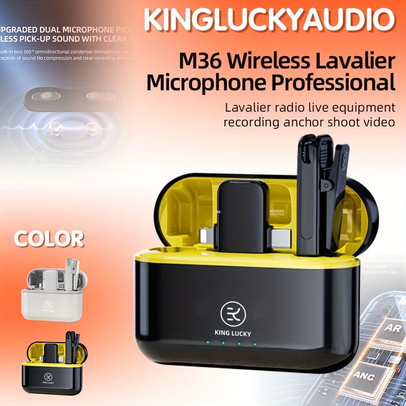 Micrófono inalámbrico SX9 para PC/iPhone y USB C/Cámara (2 micrófonos 1  receptor) Vida ultra larga 360 ° Reducción de ruido inteligente Radio HD  Doble