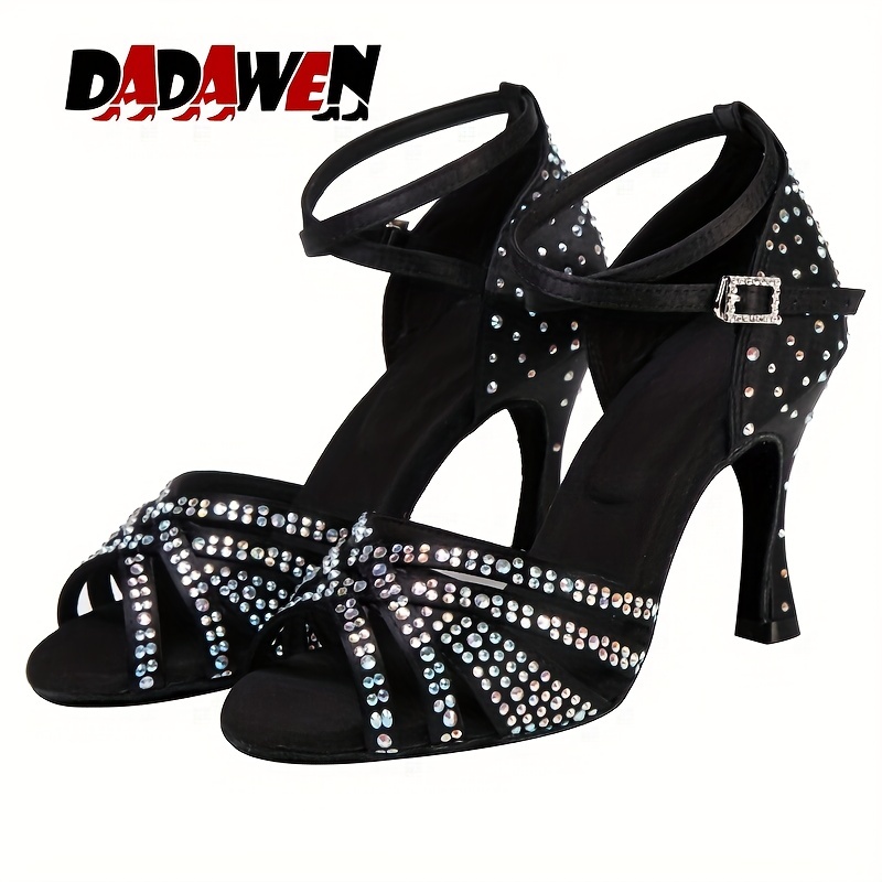 Women's Rhinestone Latin Dance Shoes Ankle Strap Sandals