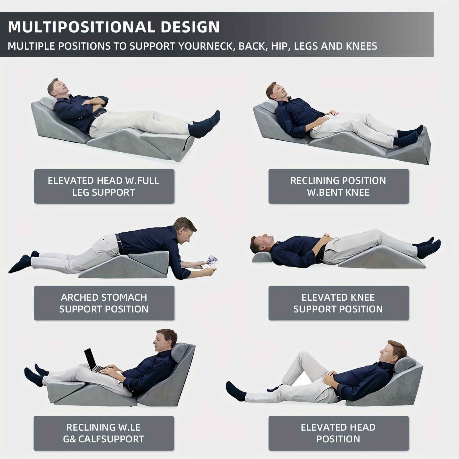 Back Pain Pillow, Wedge Pillow, Back Cushion, Pillow for Back Support, Back  Rest for the Bed 
