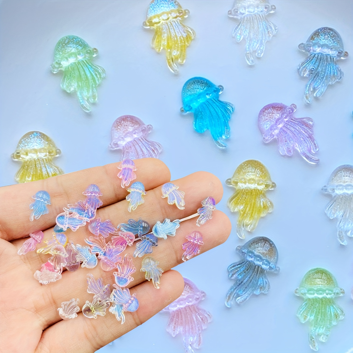 Chibi Handmade Glass Beads - Jellyfish (3 Color Options)