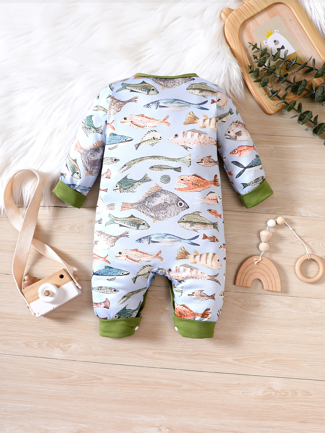 Newborn Baby Girls Letter Print Short Sleeve Fish Jumpsuit Shorts