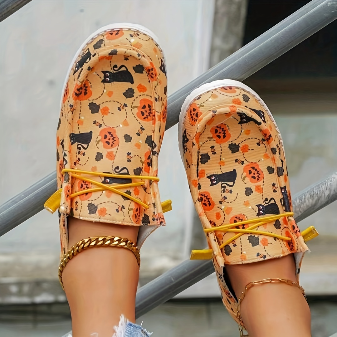 Casual Shoes for Women Women Shoes Halloween Color Printing Casual Shoes  Fashion Soft Sole Non Slip Lazy Casual Shoes Women Casual Shoes Canvas A 37  