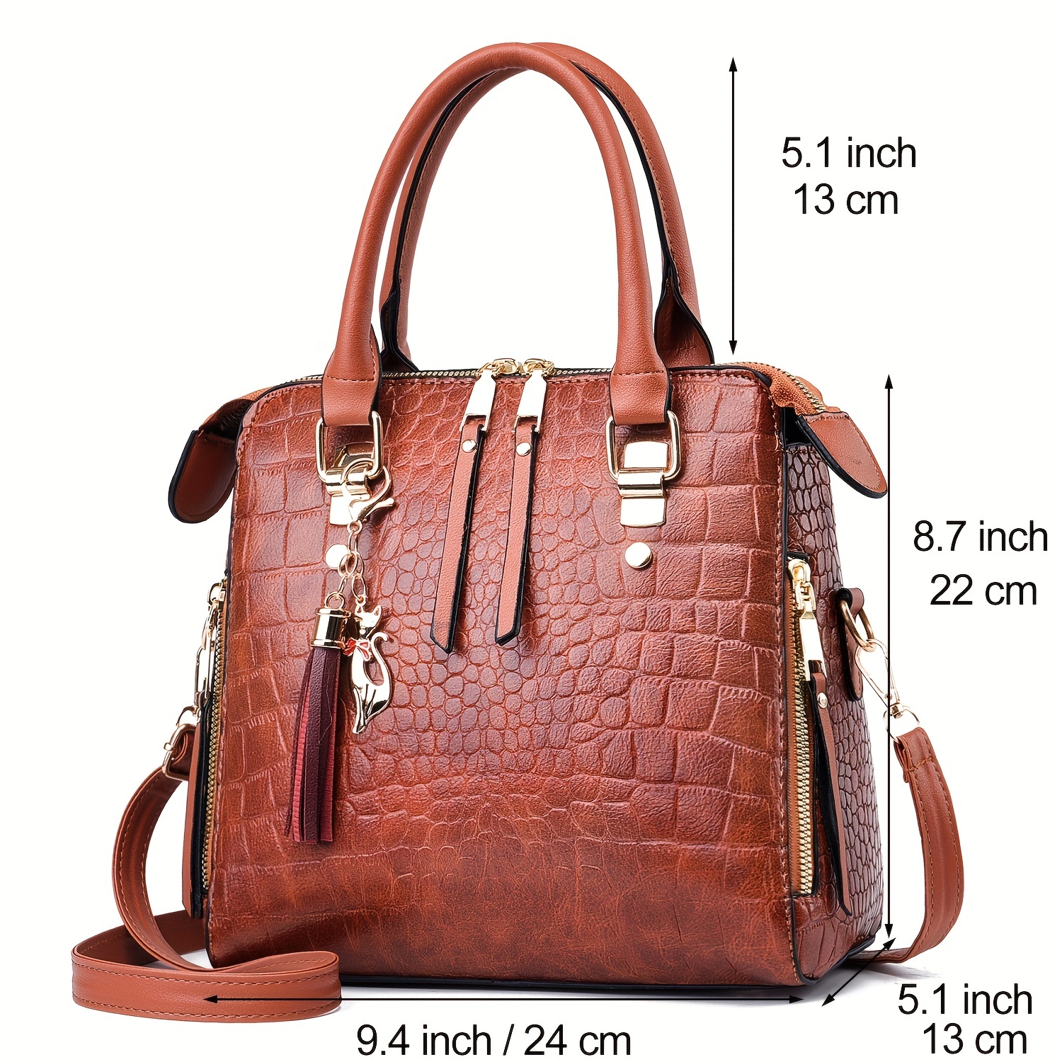 Crocodile Embossed Handbag, Fashion Leather Crossbody Bag, Women's Top  Handle Satchel Purse - Temu Philippines