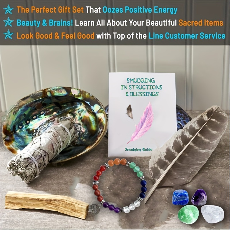 Smudge Kit White Sage Palo Santo Abalone Shell Smudging - Temu