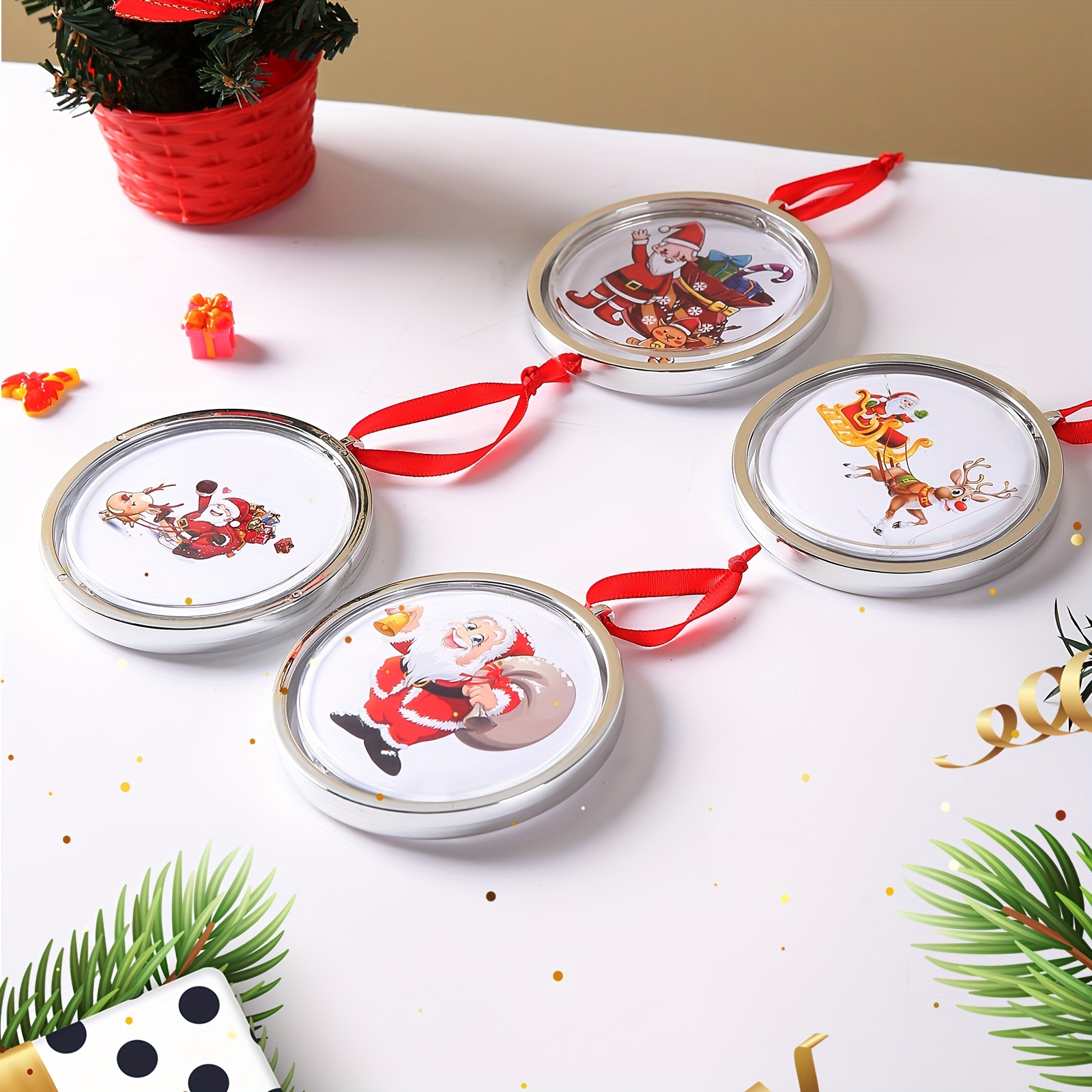 5pcs Christmas Clear Acrylic Ornaments DIY Blank Round Acrylic