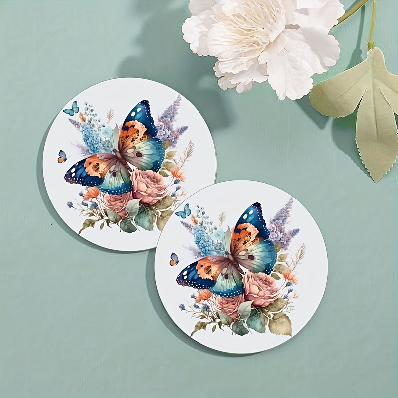 Vintage Butterfly Floral Coasters Drinks Round Absorbent Temu Australia
