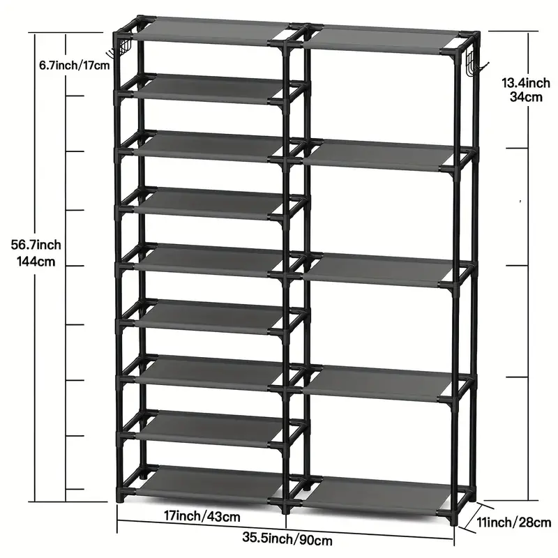 JIUYOTREE Double Row Shoe Rack Storage Organizer with Big Capacity