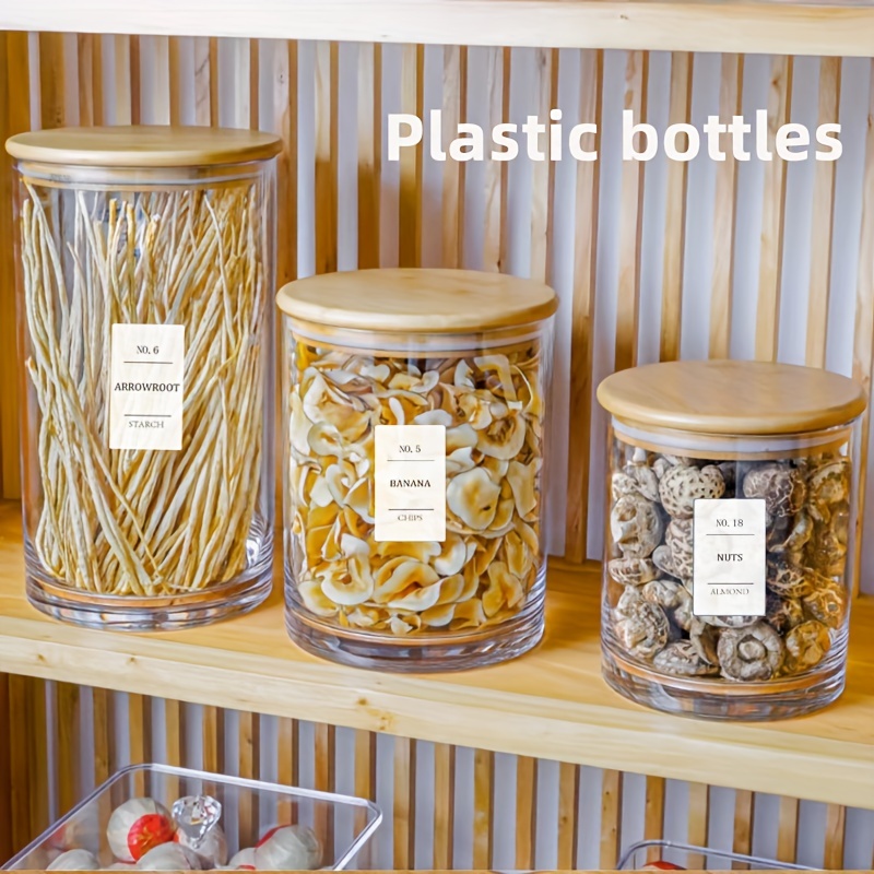 Transparent Pet Food Jar With 24 Labels Portable Candy Jar - Temu
