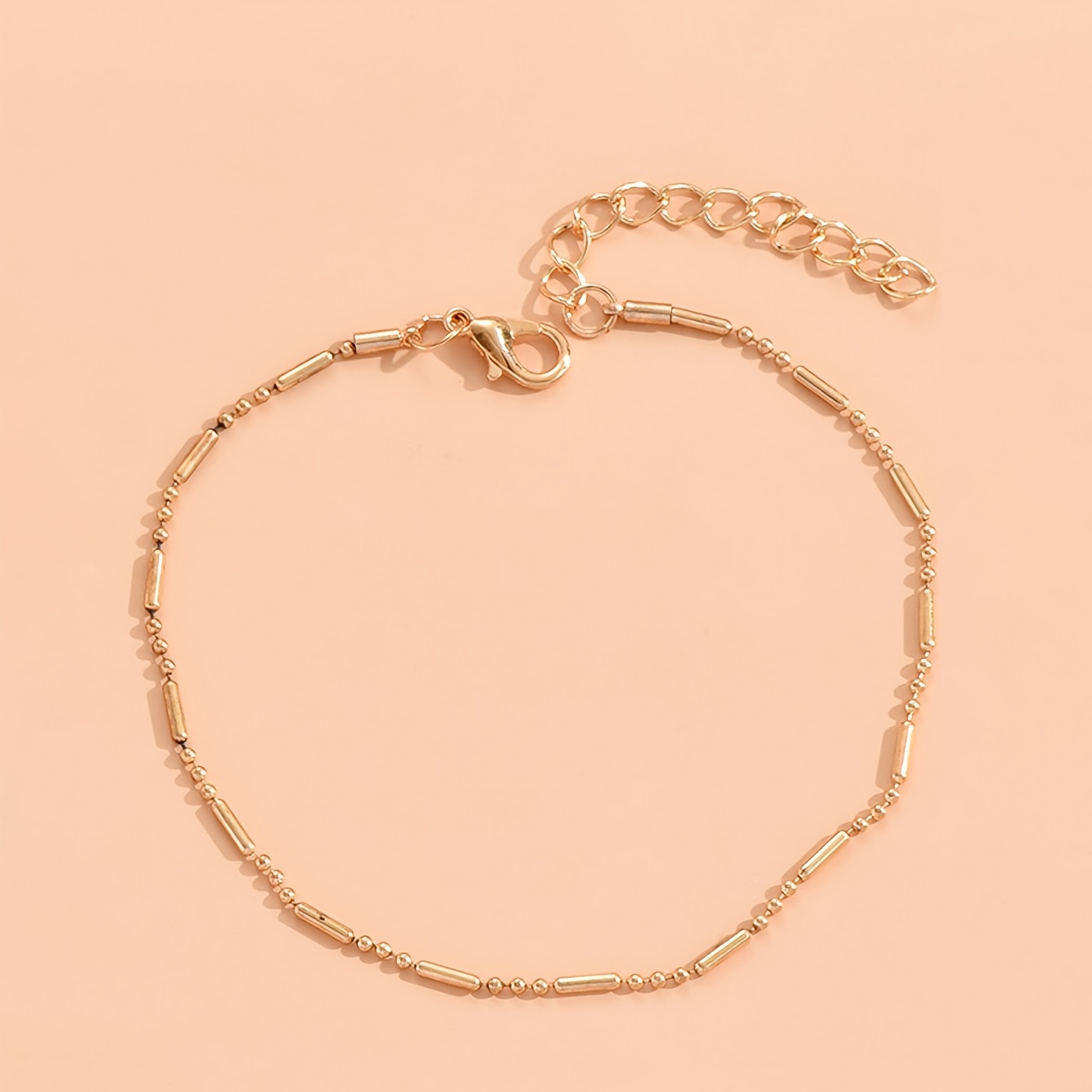 Minimalist Layered Ankle Chain Bracelet Crystal Beads Dainty - Temu