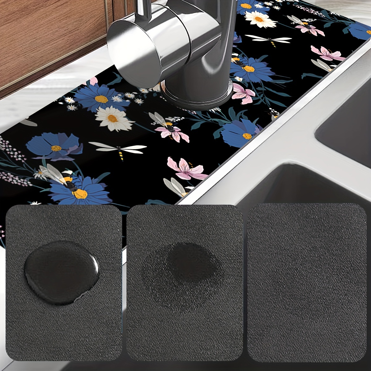 Microfiber Kitchen Faucet Sink Pad, Drip And Splash Collector, Simple  Bathroom Absorbent Soft Mat, Sink Counter Top Quick Drying Toilet Pad - Temu