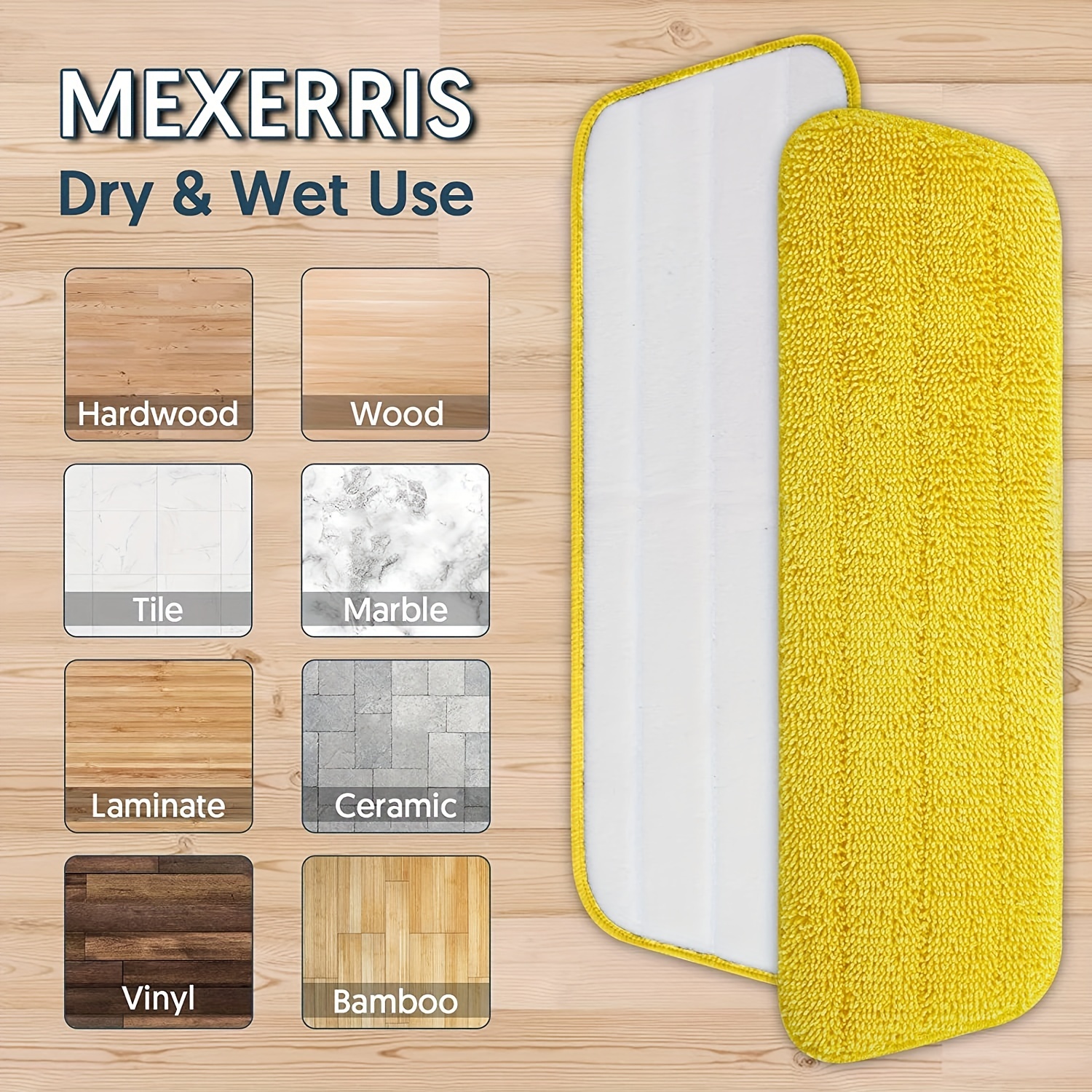 MEXERRIS Trapeadores en aerosol para limpieza de suelos de madera dura,  mopa de madera de microfibra con almohadillas de fregona lavables