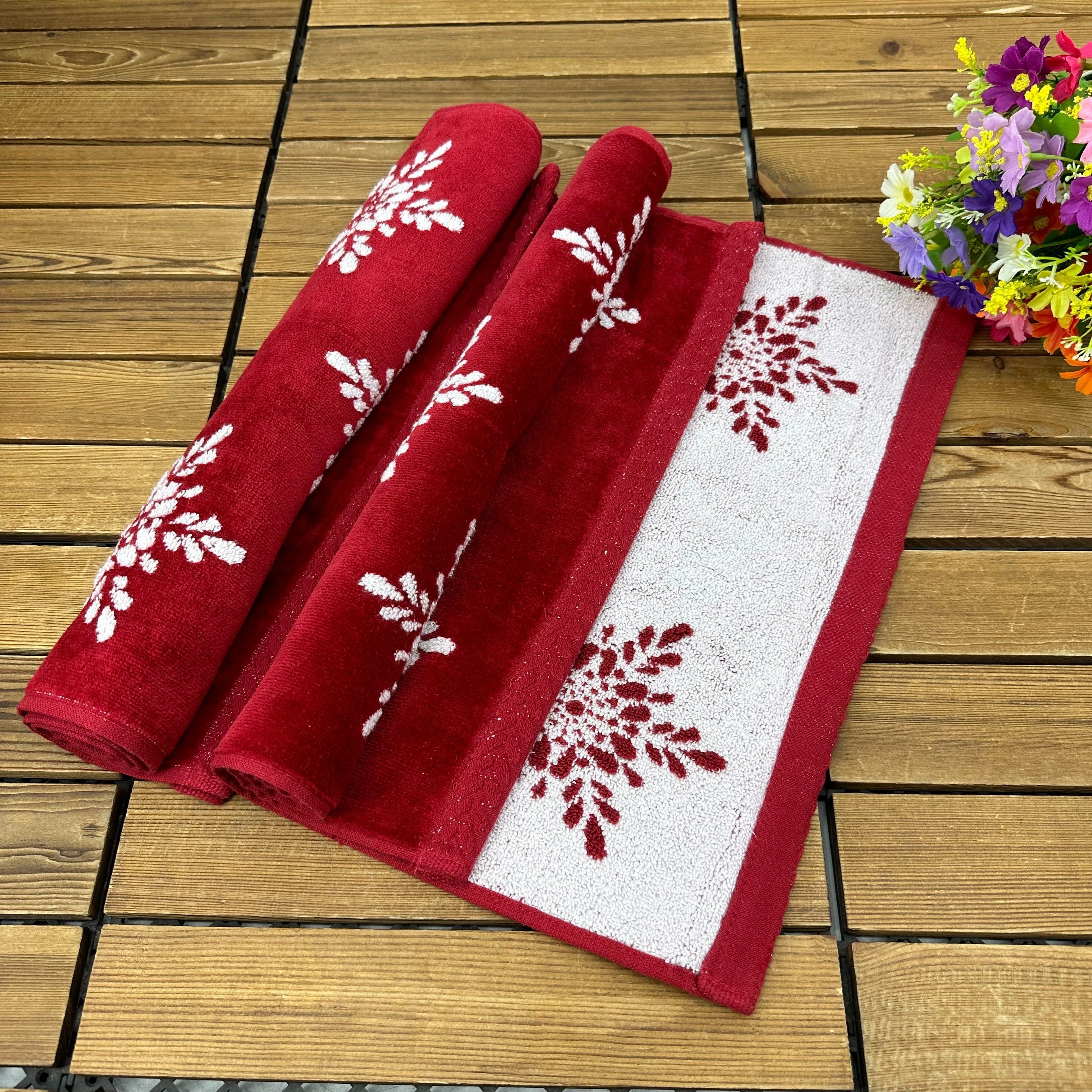 Serviettes de table Noël en coton, Lot de 4, Rouge