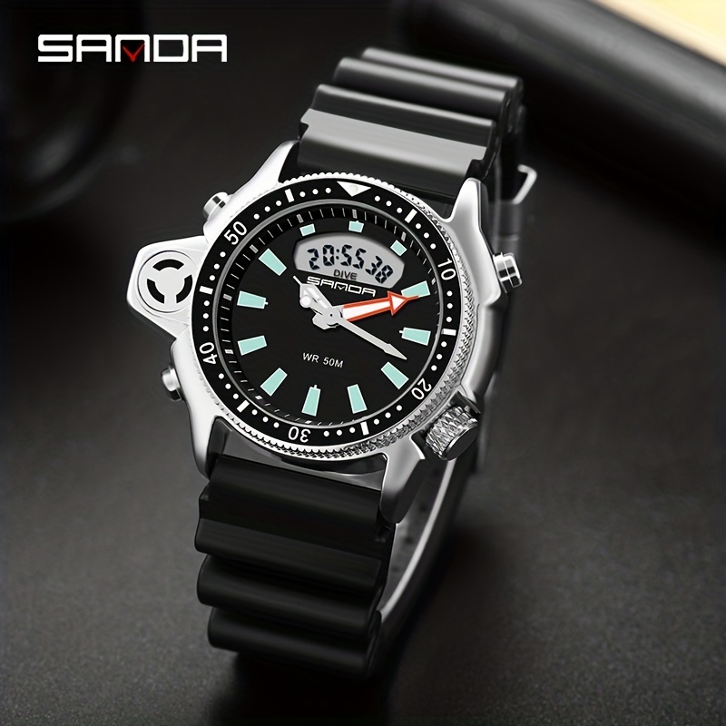 SANDA-reloj deportivo para hombre, cronógrafo Digital LED, resistente al  agua, informal, militar, color blanco