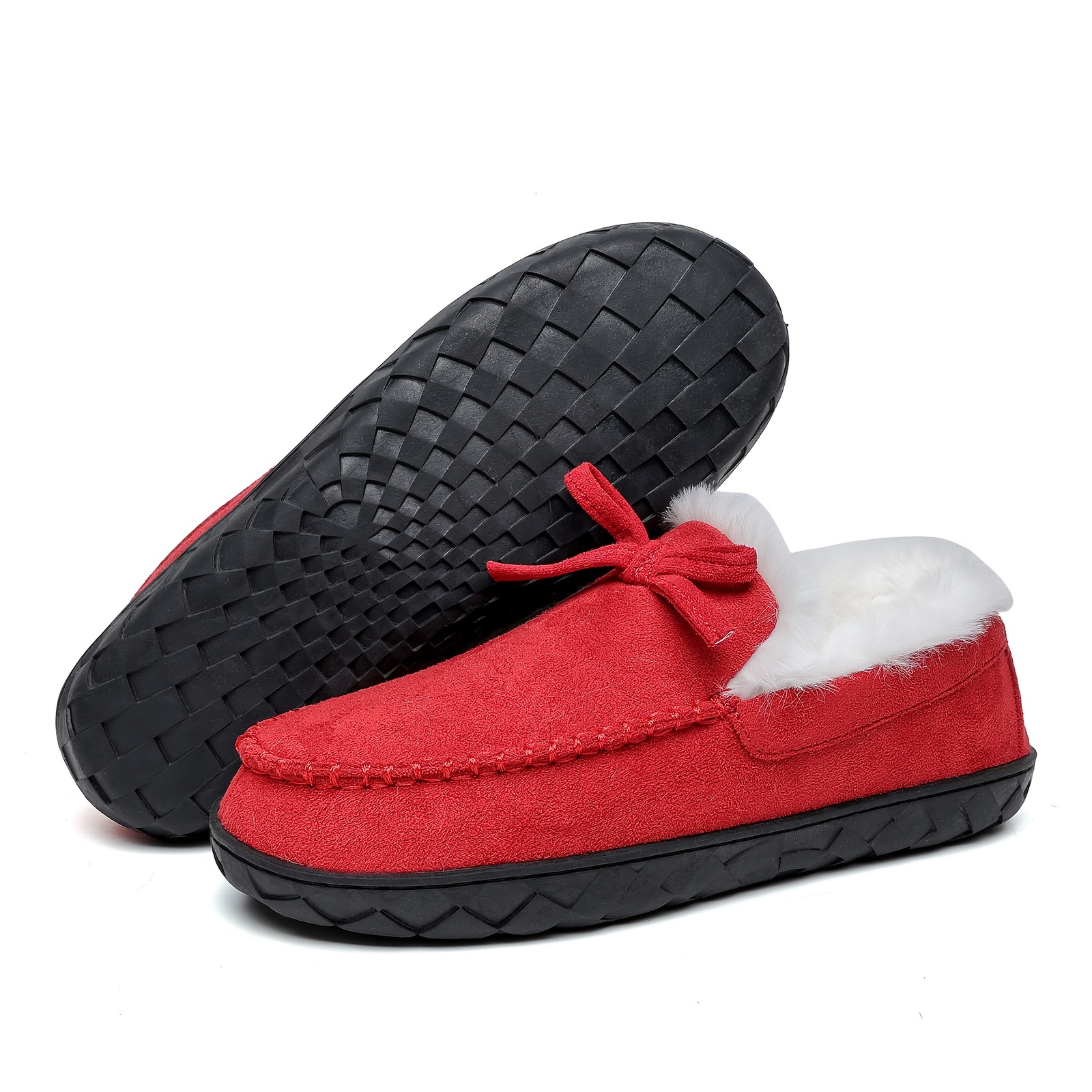warm slippers solid color casual slip plush lined shoes