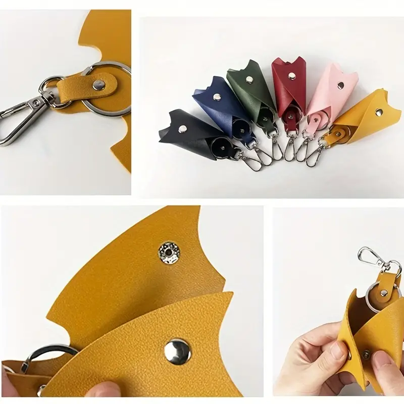 Faux Leder Schlüsseltasche Fledermausform Auto Schlüsselring