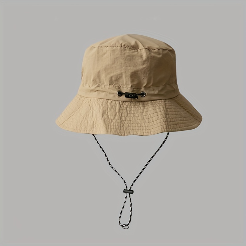 ユニセックス防水巾着バケットハット、夏用薄型速乾性アウトドア登山帽子