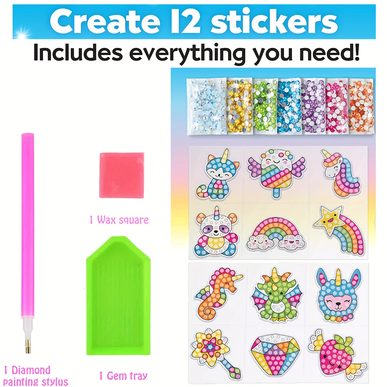 5d Diy Diamond Painting Stickers Kits Kids Handmade Decor - Temu