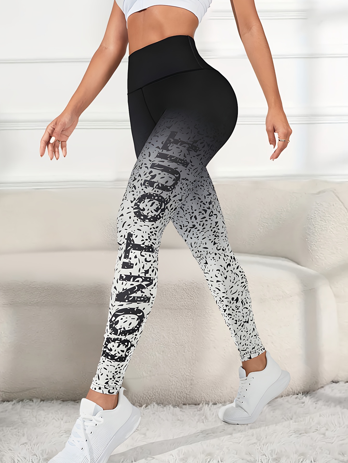 Yoga Trendy Leopard Print Wideband Waist Sports Leggings