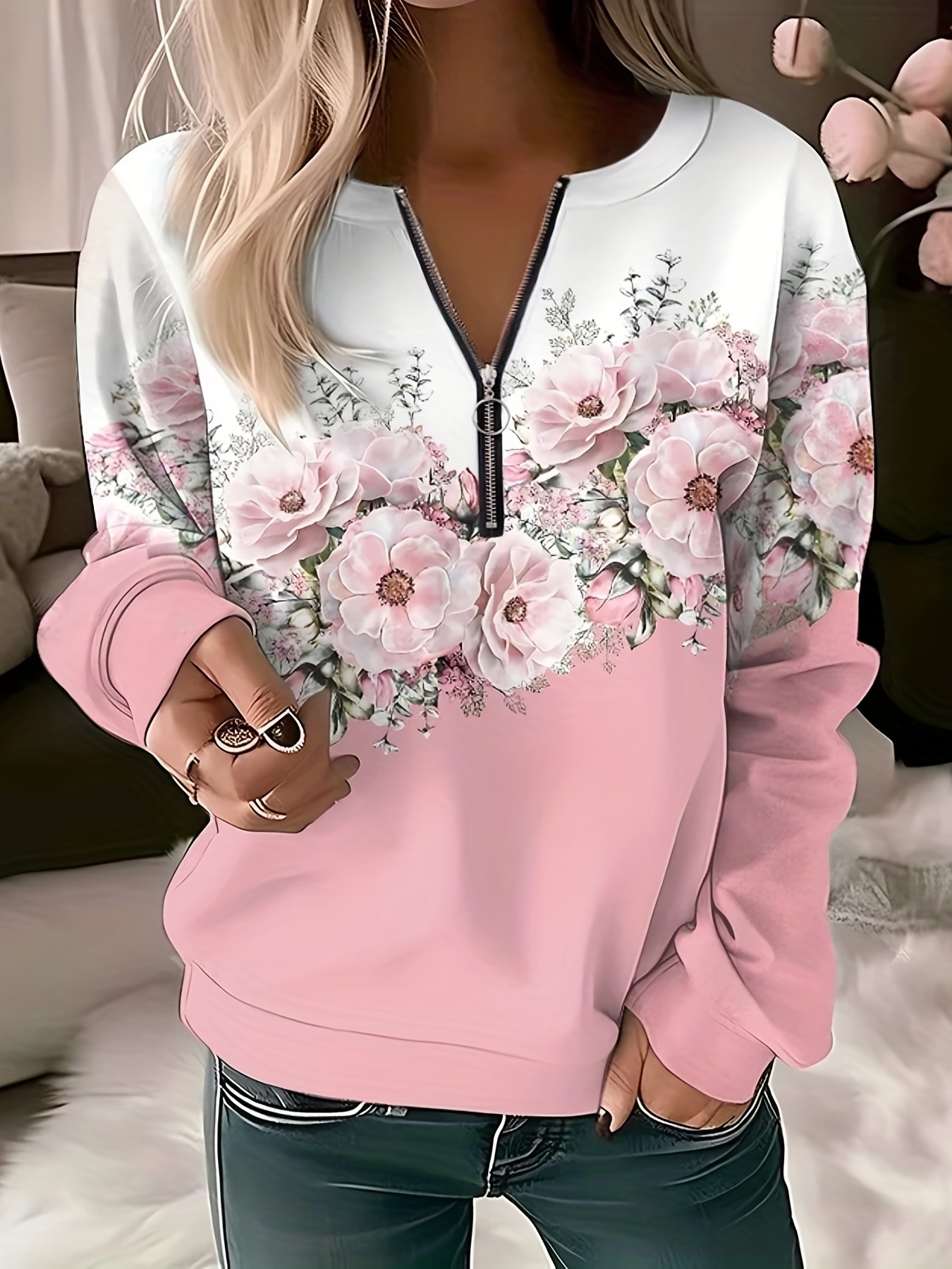 Women's floral 2025 print sweatshirt