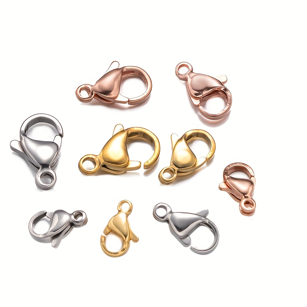 20pcs 9-15mm DIY Stainless Steel Lobster Clasps for Jewelry Making