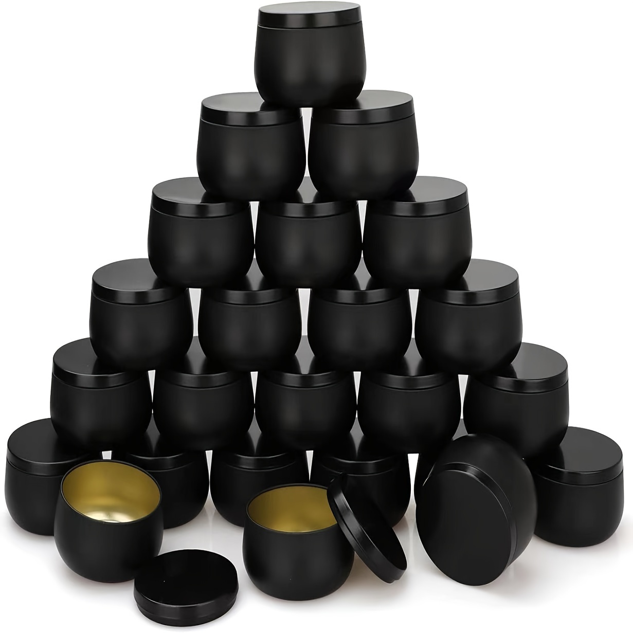 Black Candle Tins With Lids, Round Metal Kit For Loose Candles, Used For  Adult Diy Storage Tanks, Handicrafts, Candle Making Supplies Empty Candle  Cans - Temu