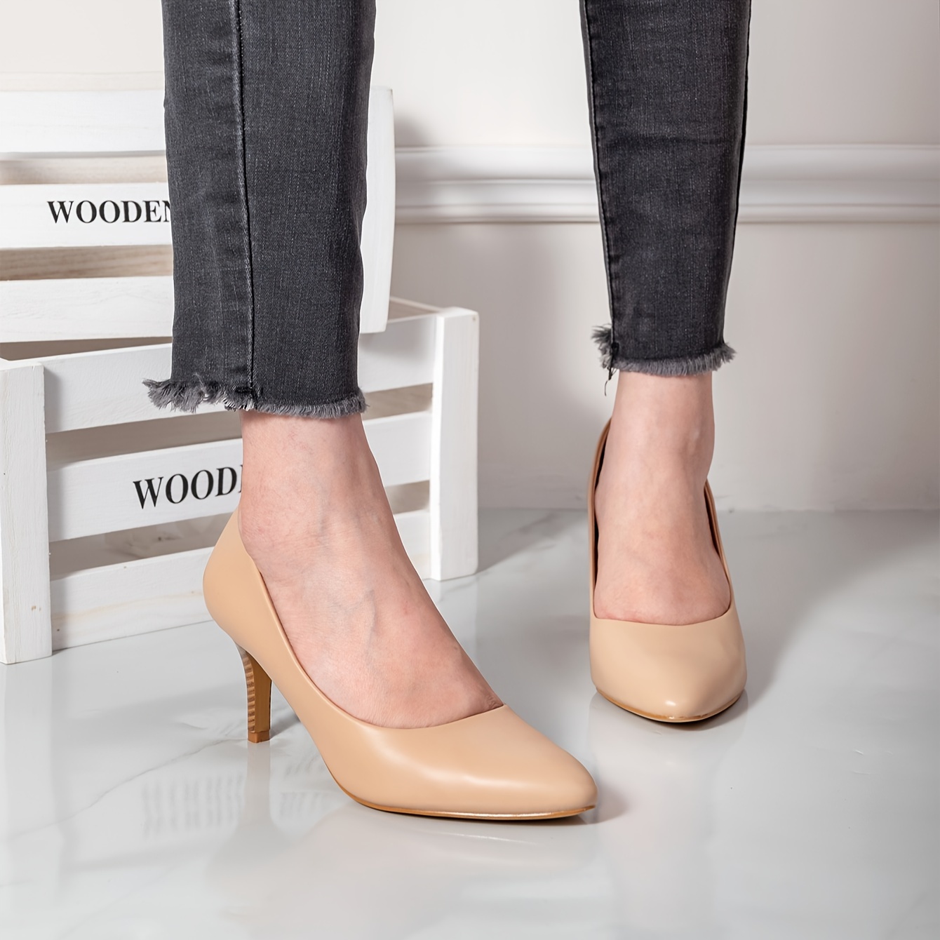 Zapatos Moda Color Sólido Mujer Zapatos Antideslizantes - Temu