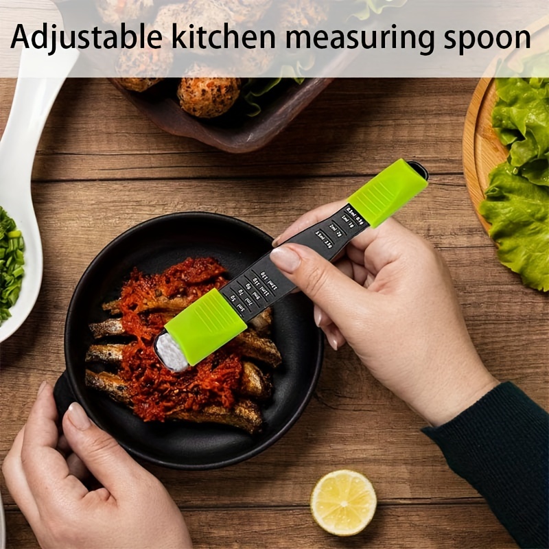 Adjustable Measuring Spoon White,Creative Double End Adjustable Scale,  Eight Stalls Measuring Spoon,Measuring Dry/Semi-Liquid Ingredients,Metering
