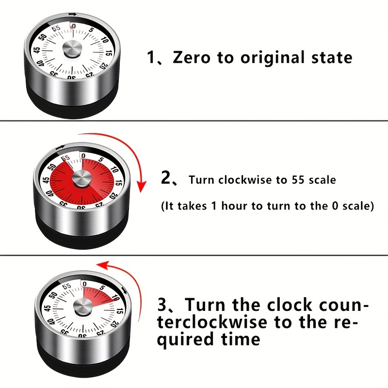 Stainless Steel Mechanical Timer, Cooking Baking TimerWith Magnet,  Countdown Timer Alarm Clock,Magnetic KitcherTimer, Mechanical Timer Manual  Countdown Alarm ClockMechanical Cooking Timer, Kitchen Accessaries,  HomeEssentials