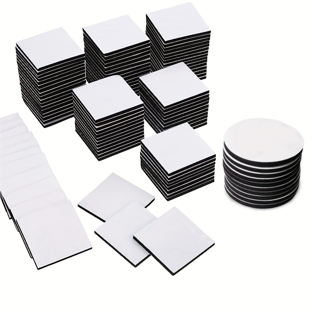  60Pcs Double Sided Foam Tape Strong Pad, Self-Adhesive Tape  Include Square Round and Rectangular, Super-Sticky Adhesive Mounting  Suitable for Walls and Door, Wood, Metals, Glass, Papers (White) : Office  Products
