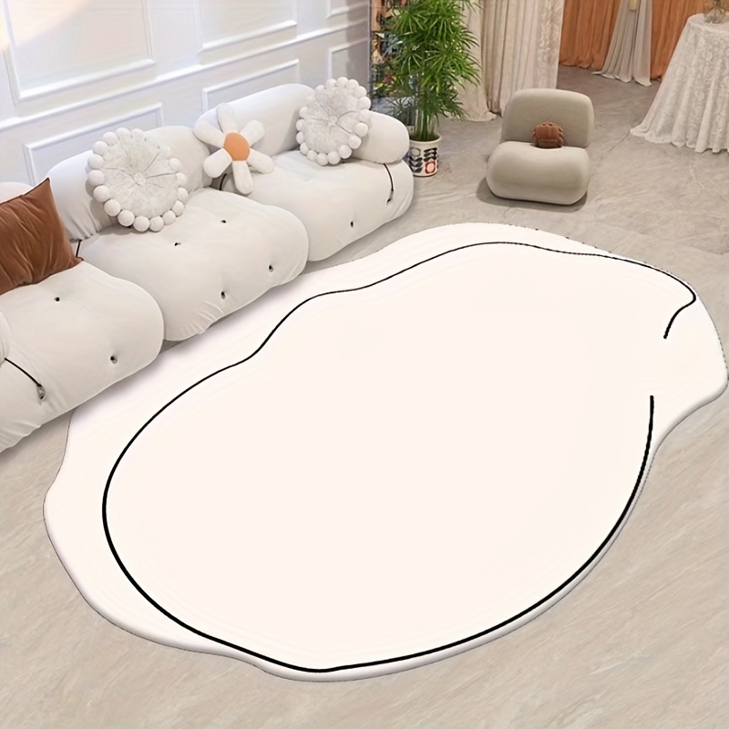 1pc Simple Half-round Shape Faux Cashmere Carpet, Soft And Thick