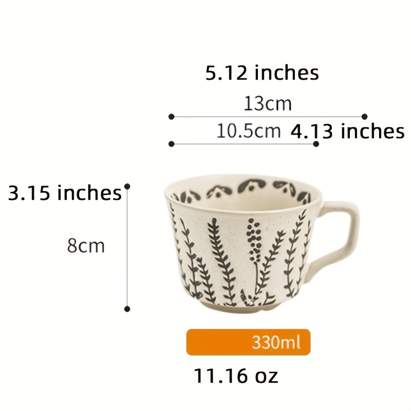 Ceramic Coffee Cup Coffee Cup With Natural Plant Pattern - Temu