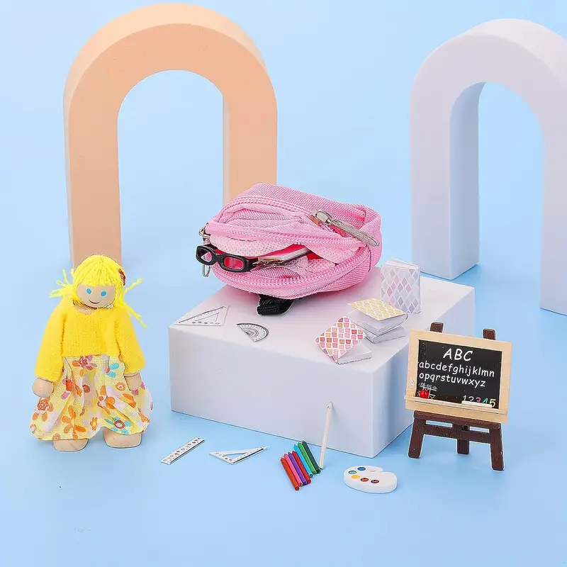 Mini Backpacks Toys Doll Backpack Miniature Stationery Set - Temu