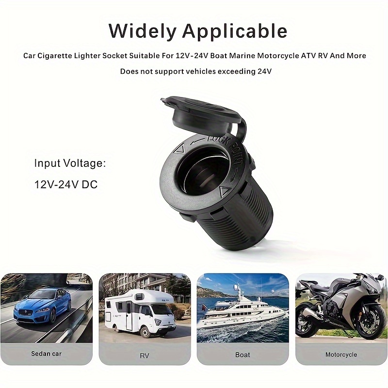 Waterproof 12V - 24V Car Accessory Power Socket Car Motorcycle