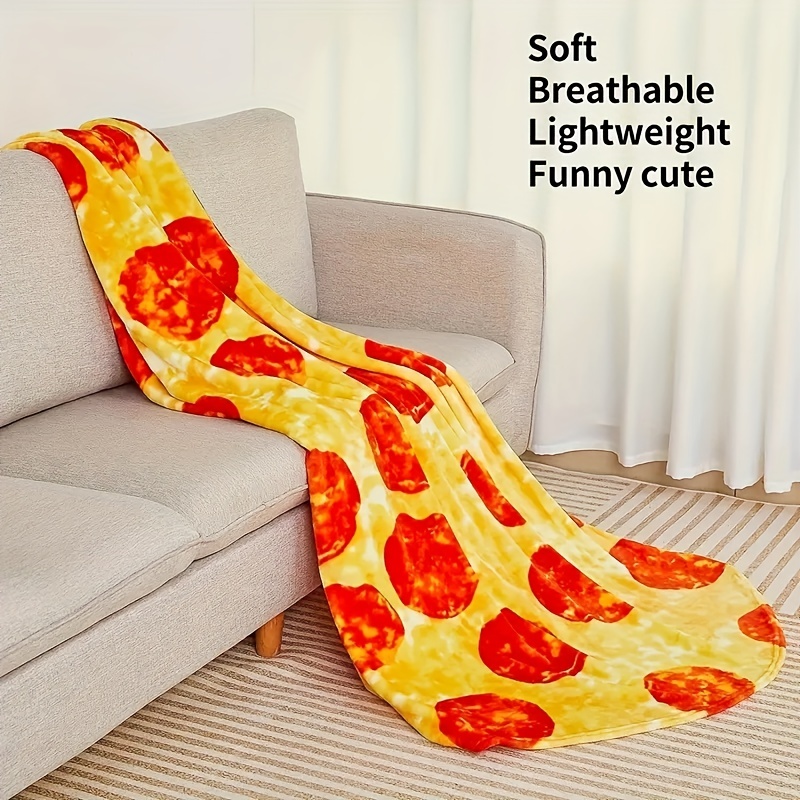Ham Pizza Print Blanket Funny Food Flannel Round Blanket - Temu