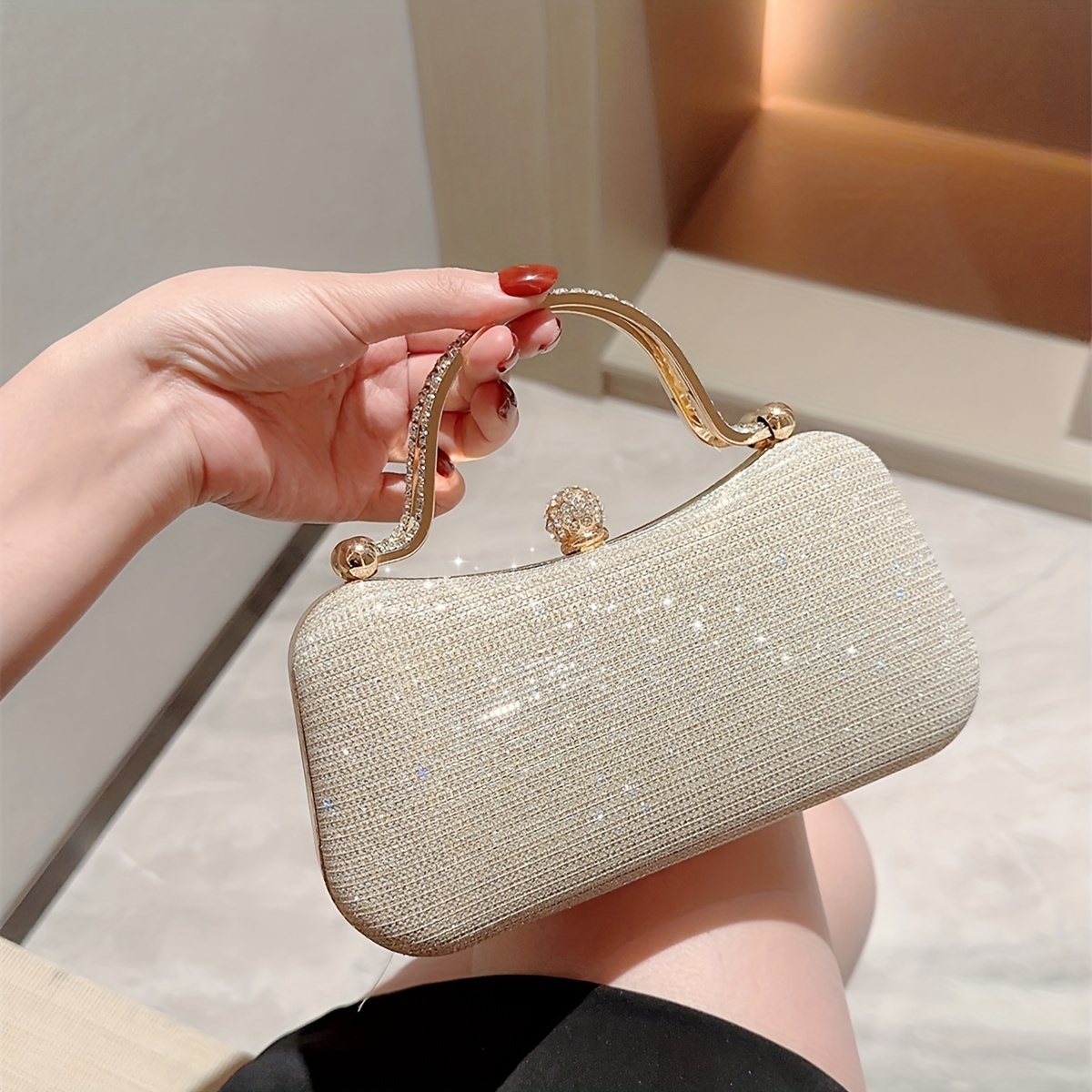 Women Pearl Chain Shoulder Underarm Bags Casual Ladies Embroidery Thread  Crossbody Bags Female Butterfly Handbags and Purses