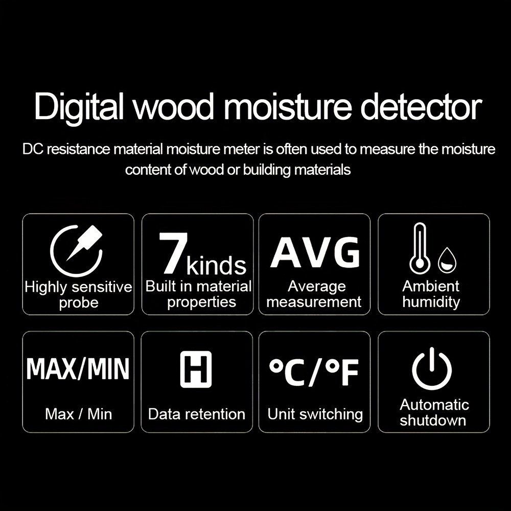 Medidor de humedad de madera medidor de humedad digital medidor de hormigón  pared papel cartón probador de humedad 7 tipos detector de materiales  habotest ht632