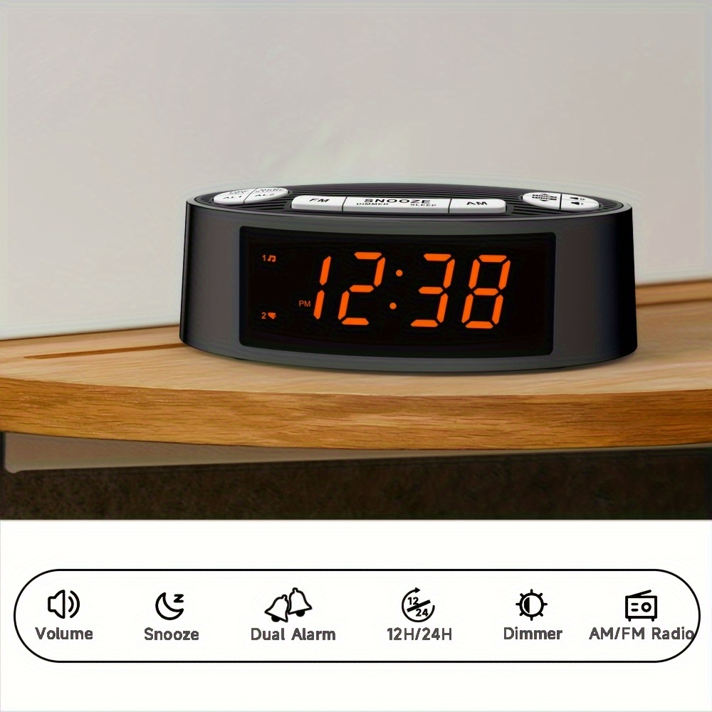 Radio reloj FM, AM y FM de doble canal multi-grupo, reloj despertador  digital electrónico LED, reloj de mesa de repetición con retroiluminación