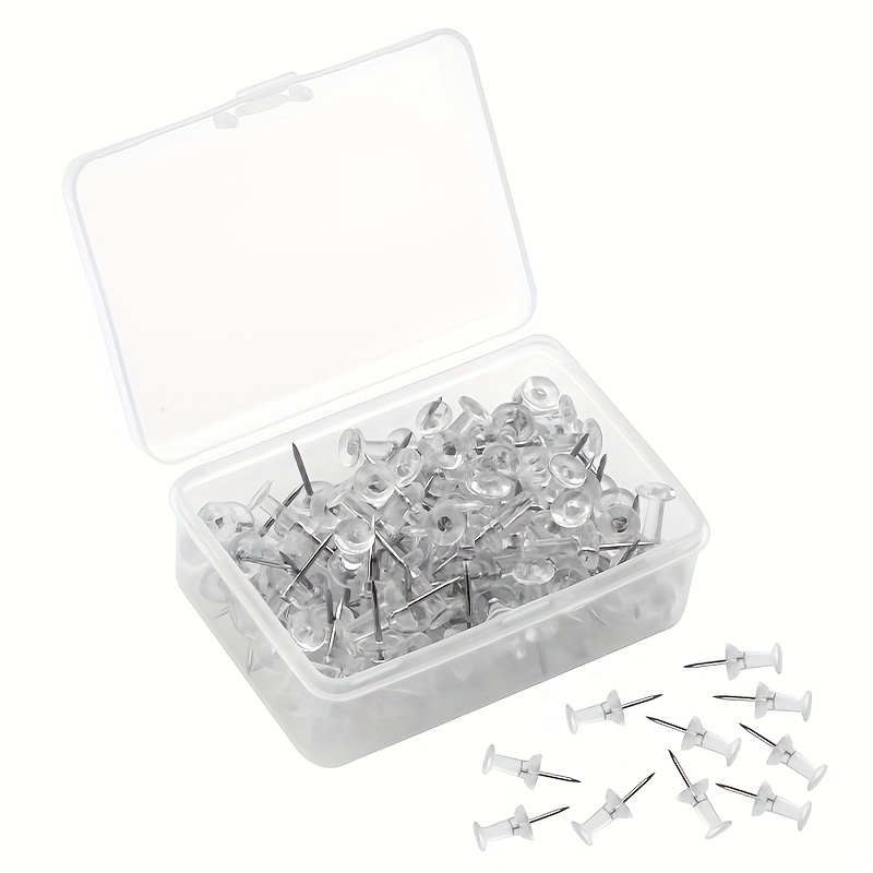 200pcs-Pack Push Pins: Clear Plastic Head, Steel Point, Thumb Tacks for Wall,  Corkboard, Map, Calendar, Photo - Heavy Duty for Home Office and Craft  Projects