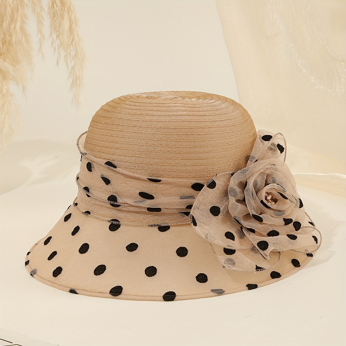 Polka Dot Stitching Bucket Hat Elegant Sun Hat Organza Derby Hat  Lightweight Travel Beach Hats For Women Mother's Day Gifts - Temu