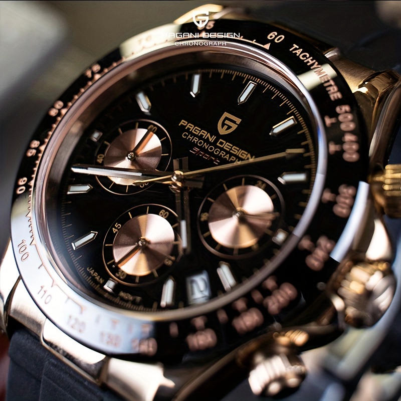 Men's 40MM Chronograph - Black/Gold Steel