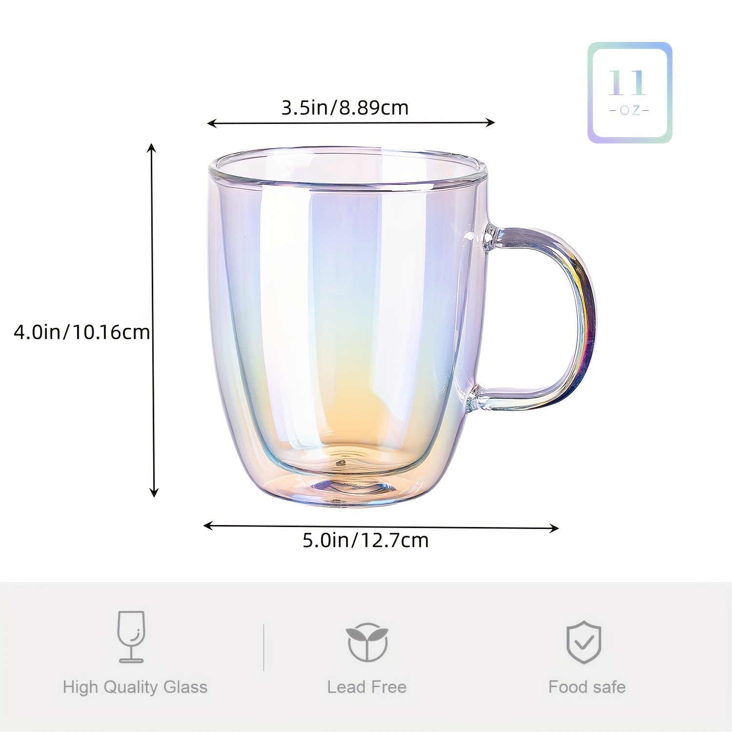 Glass Coffee Mugs, Clear Iridescent Glass Coffee Cups With Handle, Coffee  Glass, Cappuccino Cups, Tea Cups, Latte Cups, Beverage Glasses - Temu