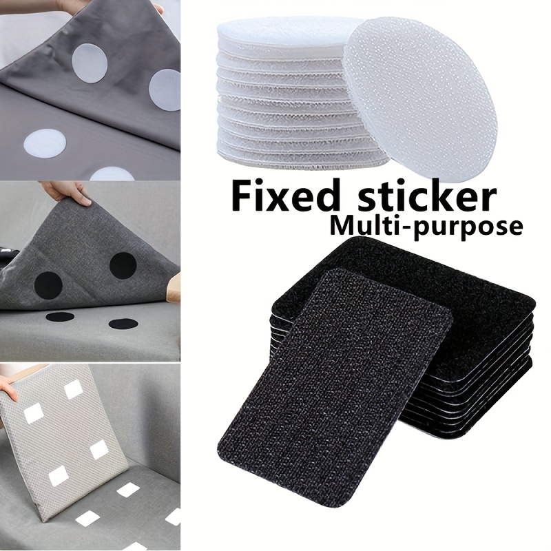 5pcs Anti-slip Hook-and-loop Fastener Carpet Sticker, White Round Bed Sheet  Fixer, For Home