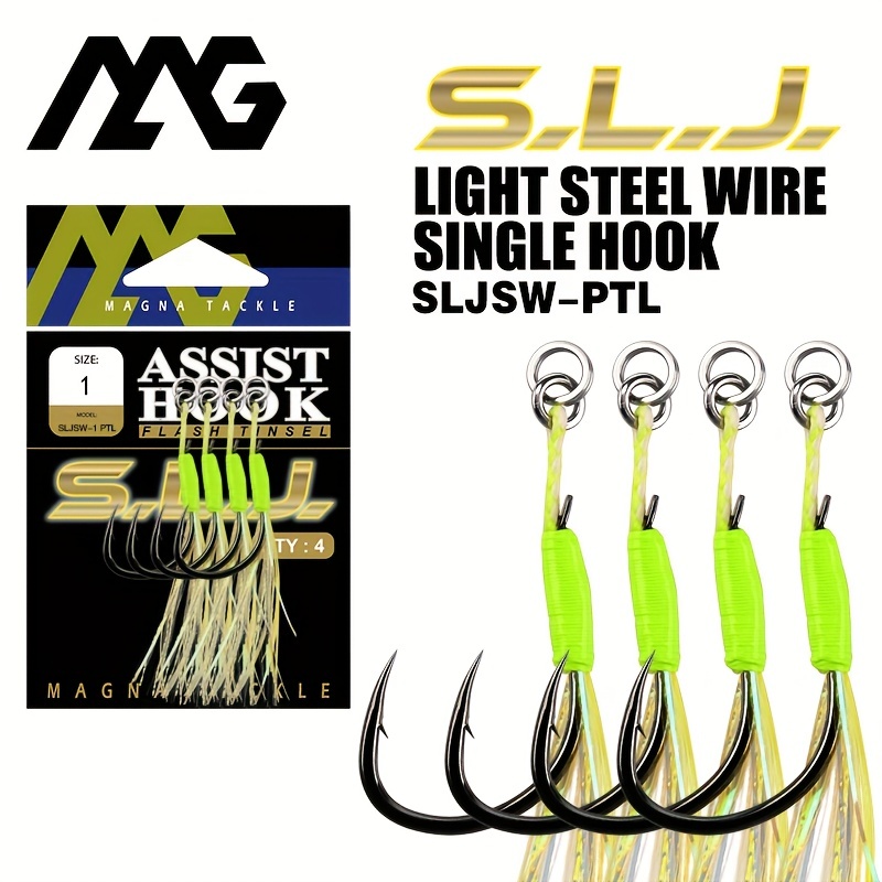 Magna Steel Wire Single Hook Assist Hook Slow Pitch Jig - Temu
