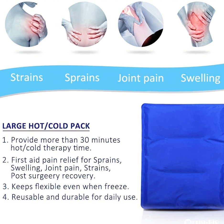 Bolsa de hielo de gel grande, bolsas de hielo para lesiones, compresa fría  reutilizable para hinchazón, esguinces, moretones, gran terapia de calor y